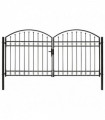 vidaXL Fence Gate Double Door with Arched Top Steel 300x125 cm Black