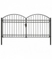 vidaXL Fence Gate Double Door with Arched Top Steel 300x150 cm Black
