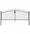 vidaXL Fence Gate Double Door with Spike Top Steel 3x1.25 m Black