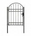 vidaXL Fence Gate with Arched Top Steel 100x125 cm Black