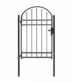 vidaXL Fence Gate with Arched Top Steel 100x150 cm Black