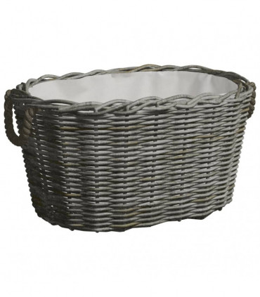 vidaXL Firewood Basket with Carrying Handles 60x40x28 cm Grey Willow