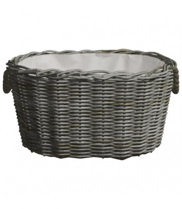 vidaXL Firewood Basket with Carrying Handles 60x40x28 cm Grey Willow