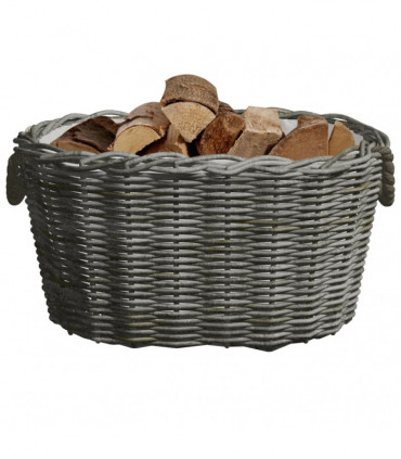 vidaXL Firewood Basket with Carrying Handles 60x40x28 cm Grey Willow
