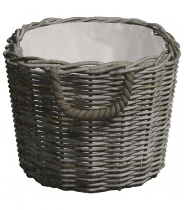 vidaXL Firewood Basket with Carrying Handles 60x40x28 cm Grey Willow