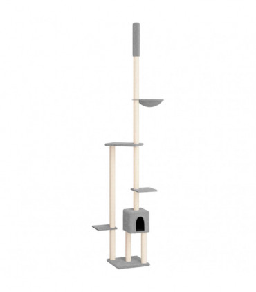 vidaXL Floor to Ceiling Cat Tree Light Grey 258.5-284.5 cm