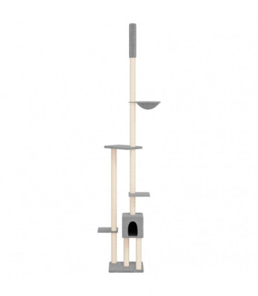 vidaXL Floor to Ceiling Cat Tree Light Grey 258.5-284.5 cm