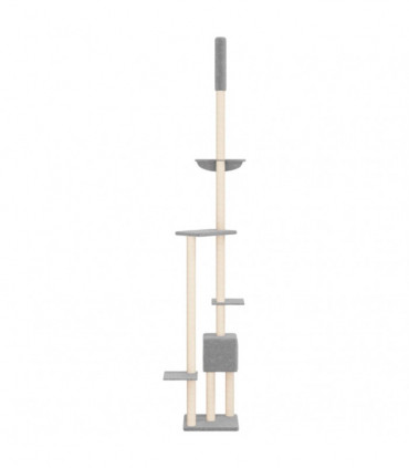 vidaXL Floor to Ceiling Cat Tree Light Grey 258.5-284.5 cm