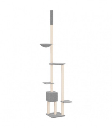 vidaXL Floor to Ceiling Cat Tree Light Grey 258.5-284.5 cm