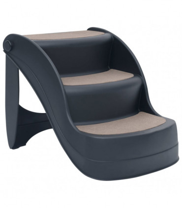 vidaXL Folding 3-Step Dog Stairs Dark Grey