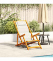 vidaXL Folding Beach Chair with Armrests Light Grey Acacia Wood & Textilene