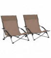 vidaXL Folding Beach Chairs 2 pcs Taupe Fabric