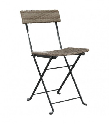 vidaXL Folding Bistro Chairs 2 pcs Grey Poly Rattan and Steel