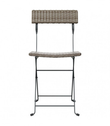 vidaXL Folding Bistro Chairs 2 pcs Grey Poly Rattan and Steel
