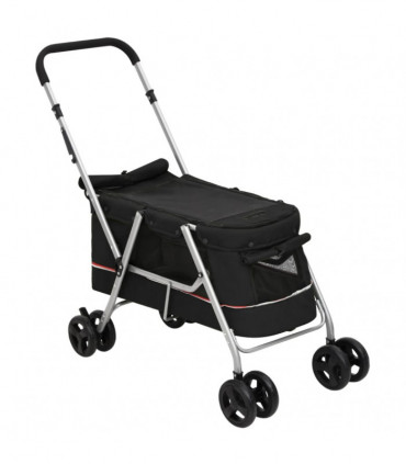 vidaXL Folding Dog Stroller Black 100x49x96 cm Linen Fabric
