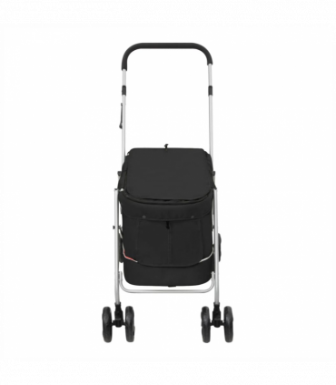 vidaXL Folding Dog Stroller Black 100x49x96 cm Linen Fabric