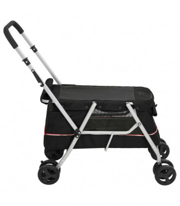 vidaXL Folding Dog Stroller Black 100x49x96 cm Linen Fabric