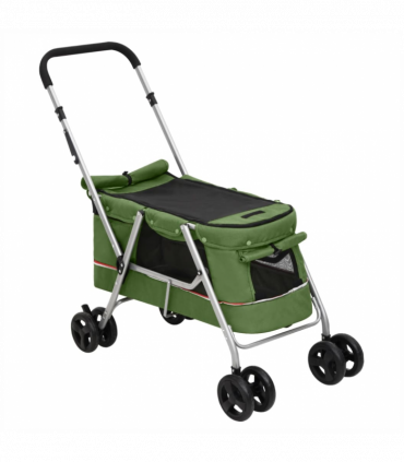 vidaXL Folding Dog Stroller Green 100x49x96 cm Linen Fabric