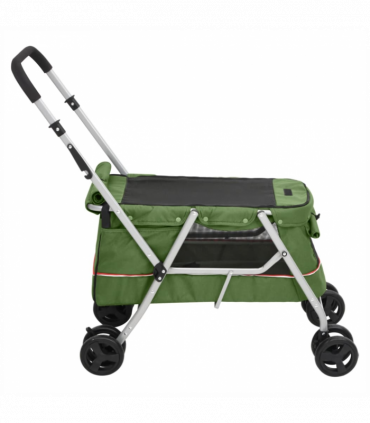 vidaXL Folding Dog Stroller Green 100x49x96 cm Linen Fabric