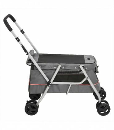 vidaXL Folding Dog Stroller Grey 100x49x96 cm Linen Fabric