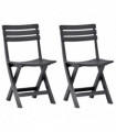 vidaXL Folding Garden Chairs 2 pcs Plastic Anthracite