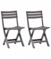 vidaXL Folding Garden Chairs 2 pcs Plastic Mocha