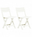 vidaXL Folding Garden Chairs 2 pcs Plastic White