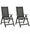 vidaXL Folding Garden Chairs 2 pcs Textilene and Aluminium Black
