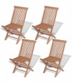 vidaXL Folding Garden Chairs 4 pcs Solid Teak Wood
