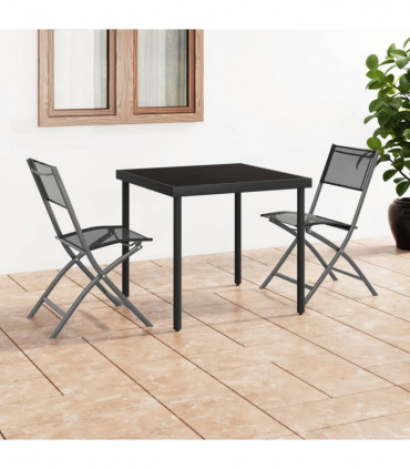 vidaXL Folding Outdoor Chairs 2 pcs Black Steel and Textilene