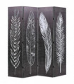 vidaXL Folding Room Divider 160x170 cm Feathers Black and White