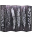 vidaXL Folding Room Divider 228x170 cm Feathers Black and White