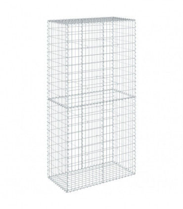vidaXL Gabion Basket with Cover 100x50x200 cm Galvanised Iron