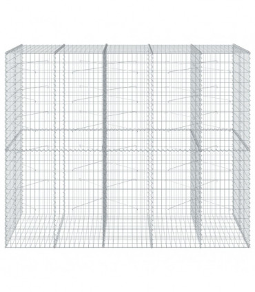 vidaXL Gabion Basket with Cover 250x100x200 cm Galvanised Iron