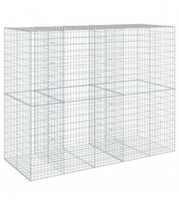 vidaXL Gabion Basket with Cover 250x100x200 cm Galvanised Iron