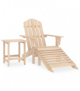 vidaXL Garden Adirondack Chair with Ottoman and Table Solid Fir Wood