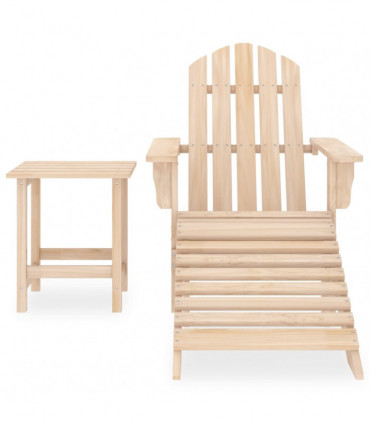 vidaXL Garden Adirondack Chair with Ottoman and Table Solid Fir Wood