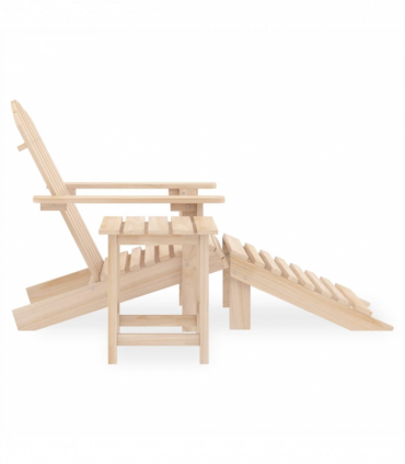 vidaXL Garden Adirondack Chair with Ottoman and Table Solid Fir Wood