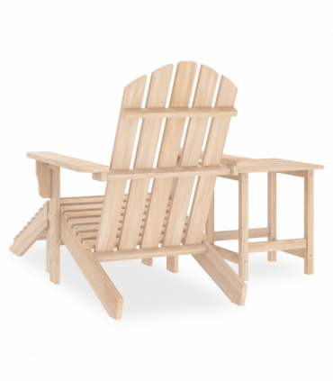 vidaXL Garden Adirondack Chair with Ottoman and Table Solid Fir Wood