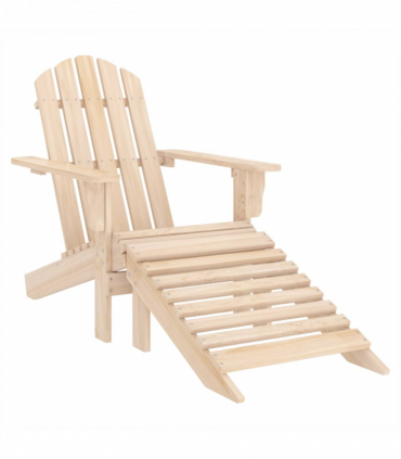 vidaXL Garden Adirondack Chair with Ottoman and Table Solid Fir Wood