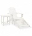 vidaXL Garden Adirondack Chair with Ottoman&Table Solid Fir Wood White