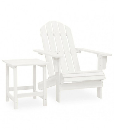 vidaXL Garden Adirondack Chair with Table Solid Fir Wood White