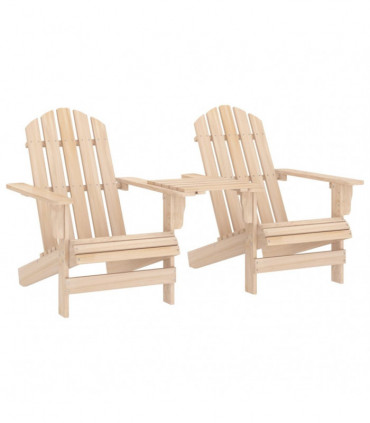 vidaXL Garden Adirondack Chairs with Tea Table Solid Fir Wood