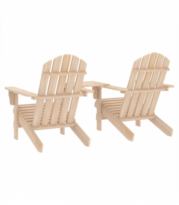 vidaXL Garden Adirondack Chairs with Tea Table Solid Fir Wood