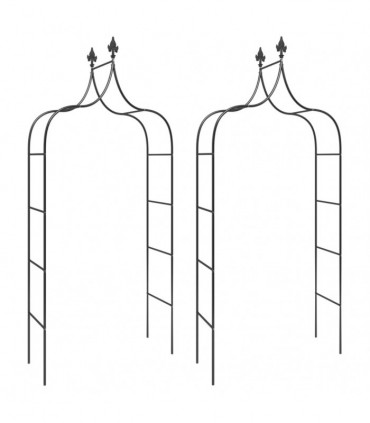 vidaXL Garden Arches 2 pcs Black 120x38x260 cm Steel
