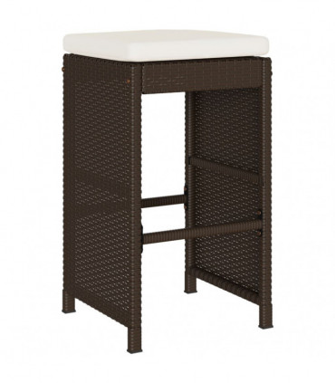 vidaXL Garden Bar Stools with Cushions 2 pcs Brown Poly Rattan