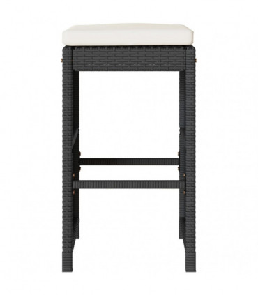 vidaXL Garden Bar Stools with Cushions 4 pcs Black Poly Rattan
