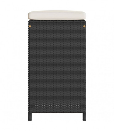 vidaXL Garden Bar Stools with Cushions 4 pcs Black Poly Rattan