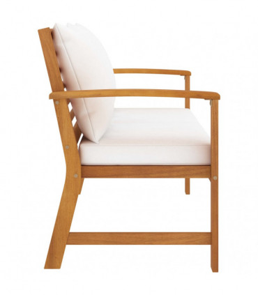 vidaXL Garden Bench 120 cm with Cream Cushion Solid Wood Acacia