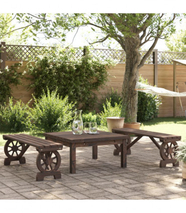 vidaXL Garden Benches 2 pcs Solid Wood Fir